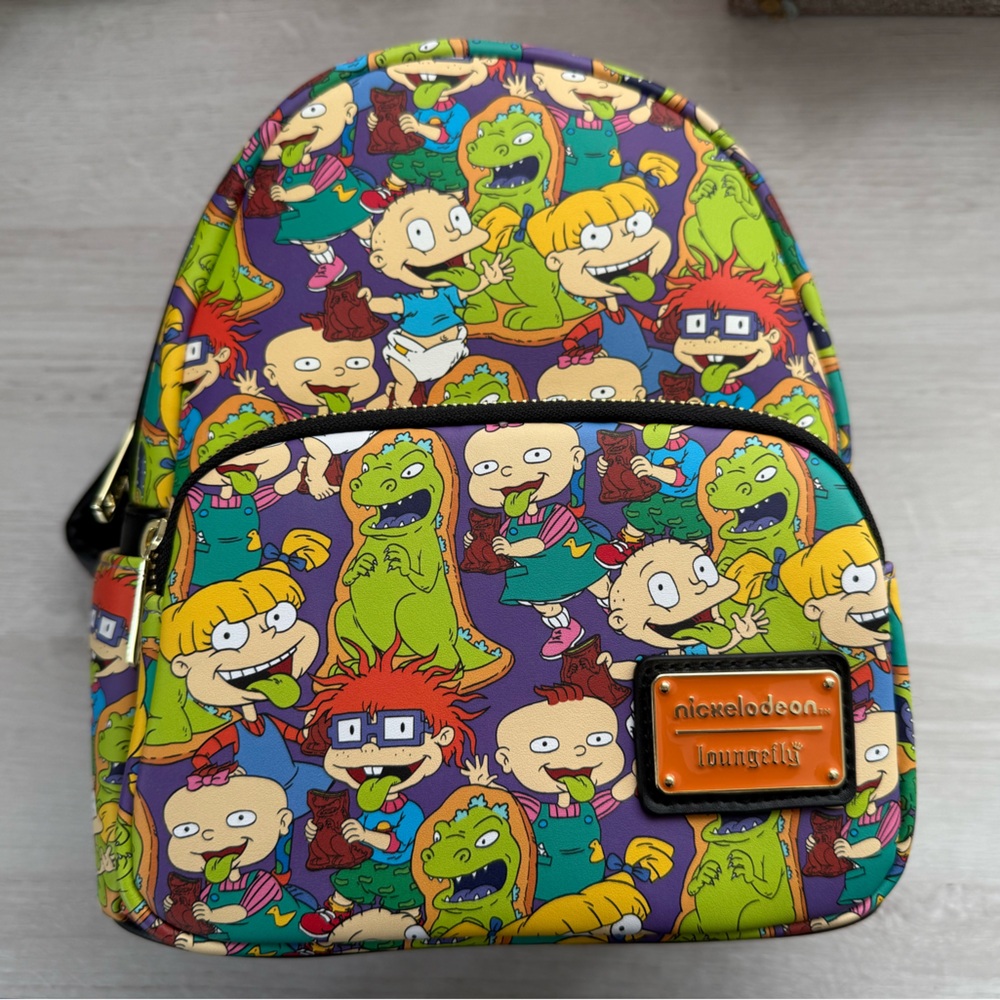 Loungefly Rugrats Cartoon Backpack with Purple and Green